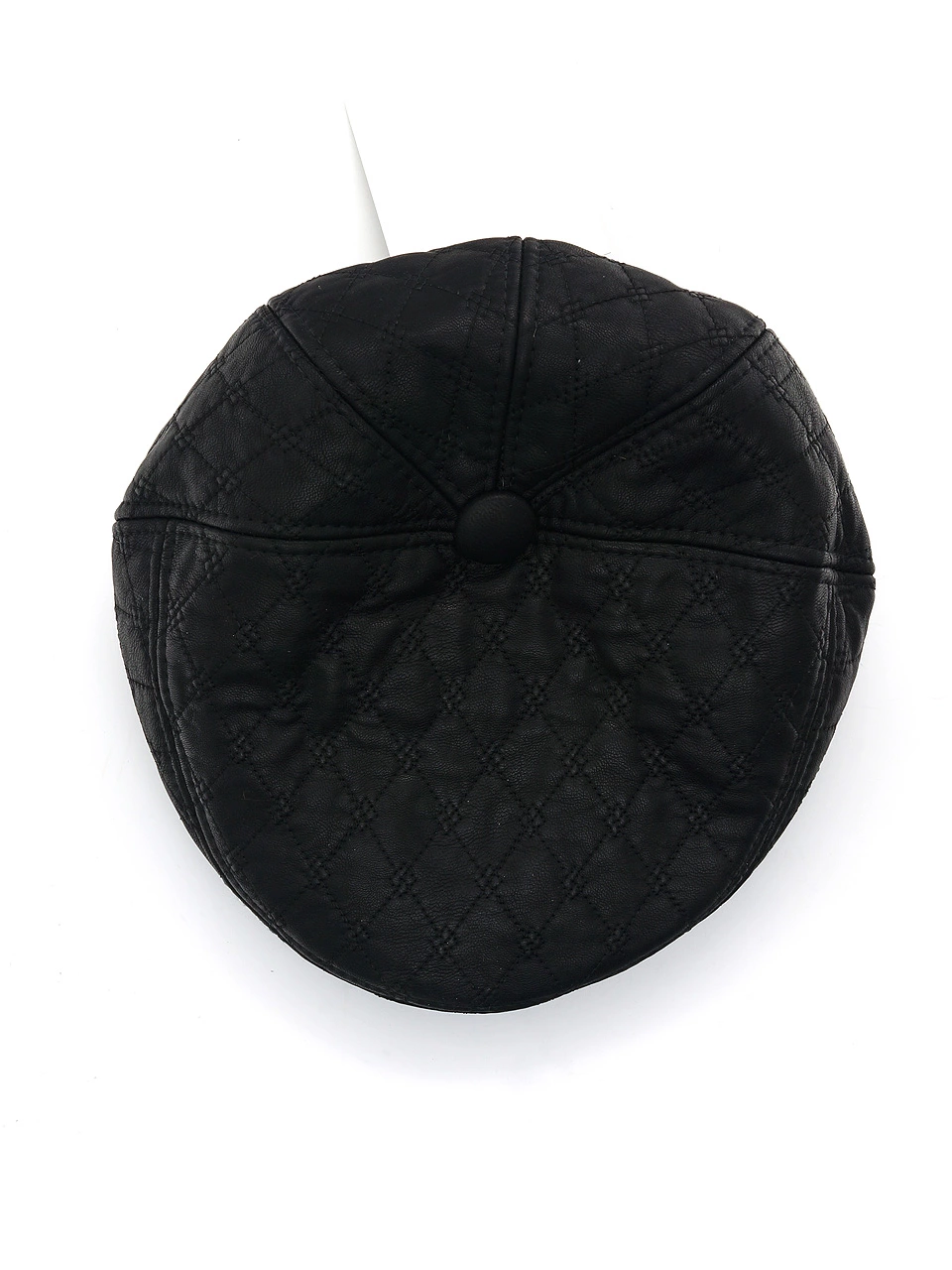 Черная стеганая кепка из искусственной кожи